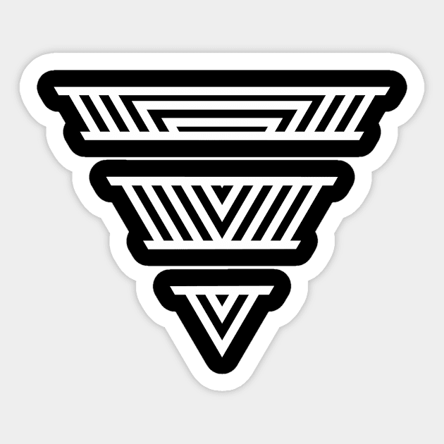 Abstract Upside Down Pyramid White Sticker by MrAbarcaL